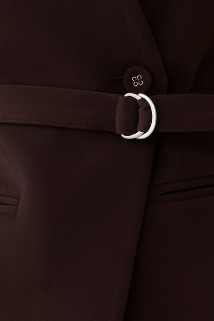 Darcie Drop Shoulder Suiting Blazer - Dark Chocolate