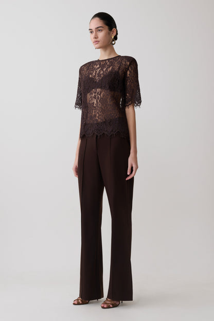 Darcie Fit And Flare Suiting Pants - Dark Chocolate