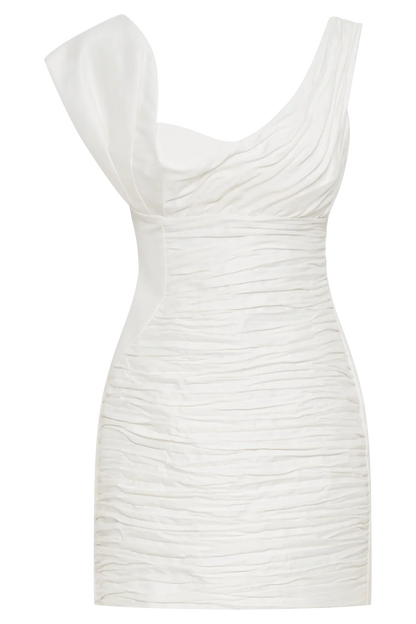 Farrah Structured Draped Mini Dress - White