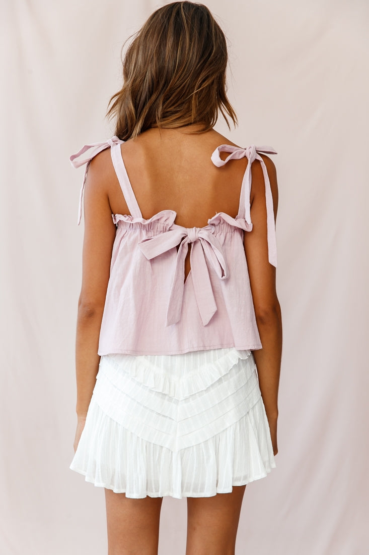 Journey Tied Shoulder Elasticated Neckline Top Blush