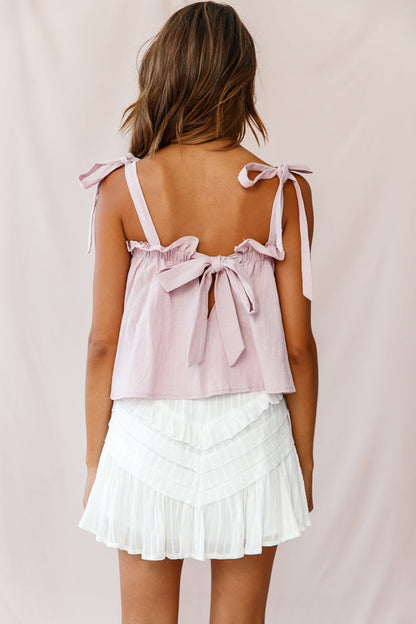 Journey Tied Shoulder Elasticated Neckline Top Blush
