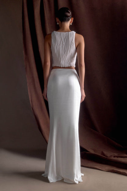 Kathia Pearl Hand Beaded Top - White
