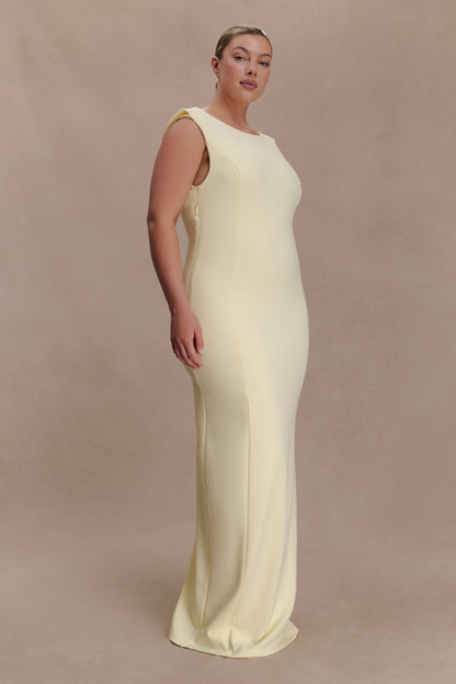 Galilea Crepe Draped Maxi Dress - Lemon