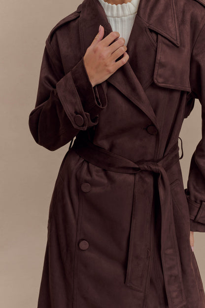 Marc Faux Suede Coat - Cocoa Chocolate