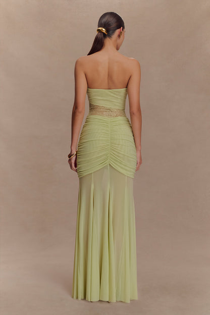 Khadijah Lace And Mesh Maxi Dress - Sage