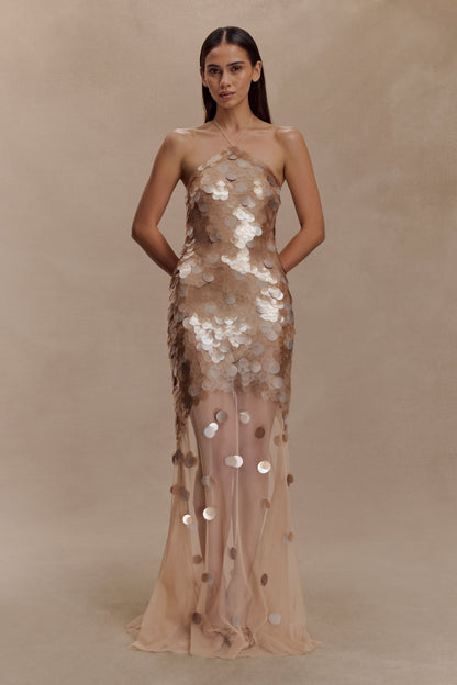 Jenny Hand Embellished Maxi Dress - Gold