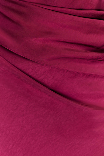 Iris Long Sleeve Satin Maxi Dress - Mahogany
