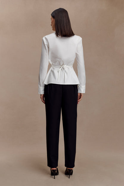 Millie Tie Back Cotton Shirt - White