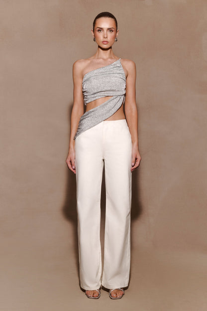 Corah Lurex Drape Knit Top - Silver