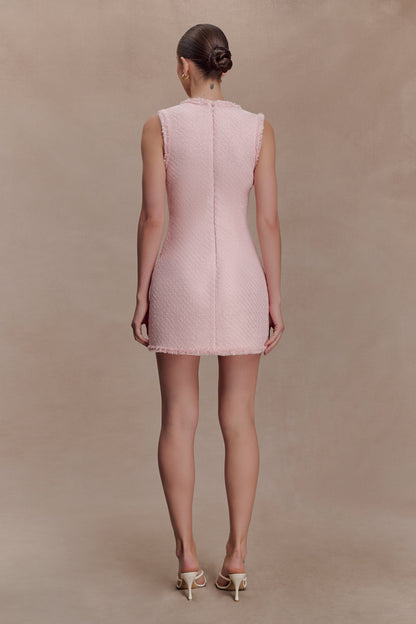 Lea Tweed Sleeveless Mini Dress - Baby Pink