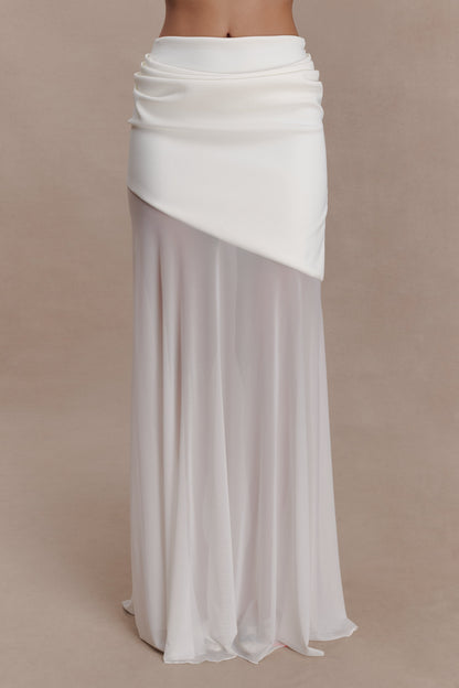 Portia Scuba And Mesh Maxi Skirt - White