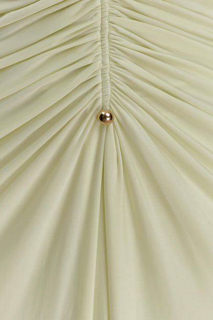 Perrie Slinky Ruched Maxi Dress - Pastel Lime