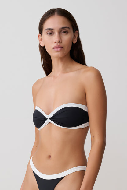 Briar Strapless Bikini Top - Black/White