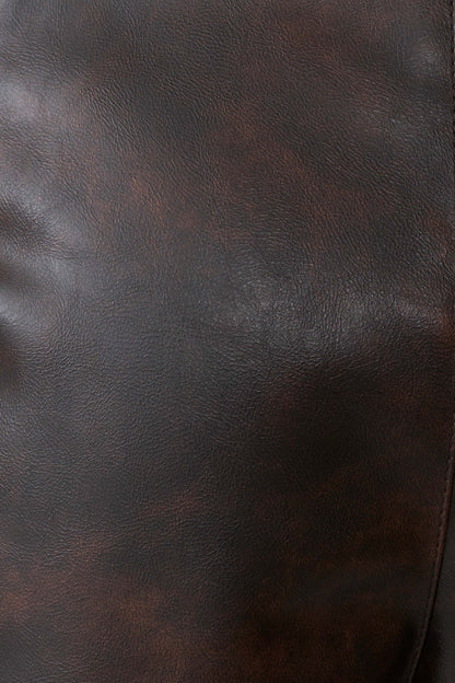 Adaline Faux Leather Cinch Waist Jacket - Dark Chocolate