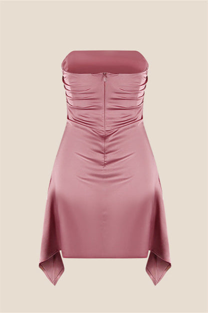 Strapless Grey Ruched Short Homecoming Dress