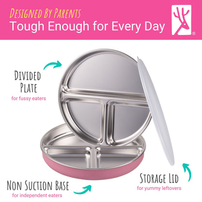 7.8" Stainless Steel Divided Plates with Silicone Sleeves