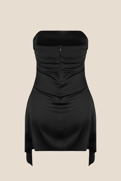 Strapless Grey Ruched Short Homecoming Dress