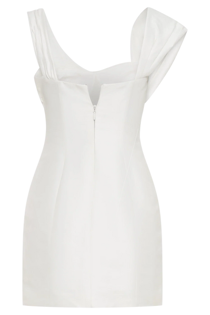 Farrah Structured Draped Mini Dress - White