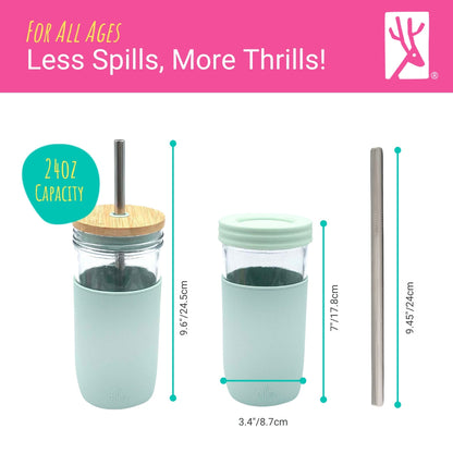 24oz Glass Mason Jar Drinking Tumblers + Food Storage