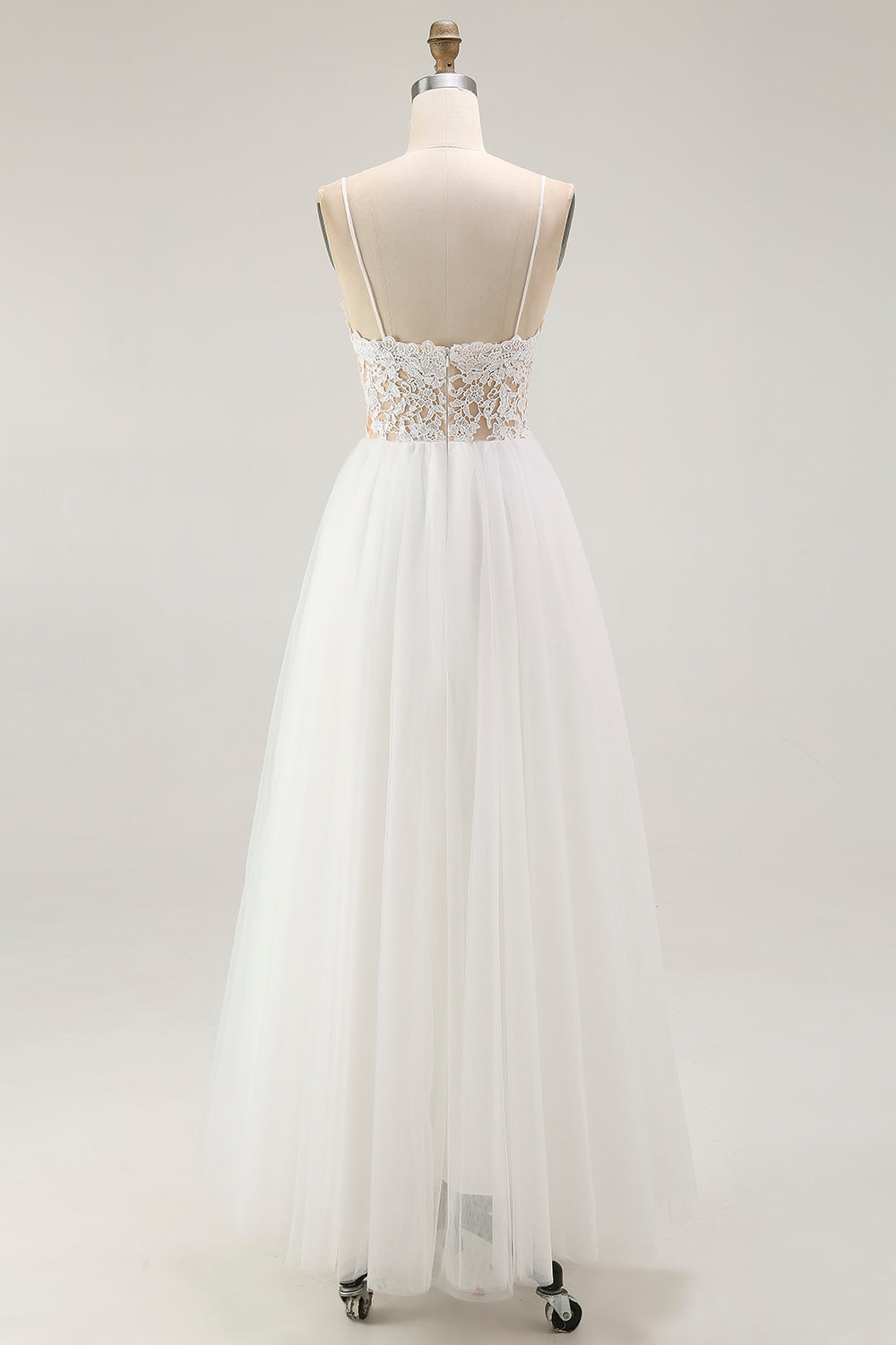 Plus Size Lace White A Line Tulle Tea Length Graduation Dress
