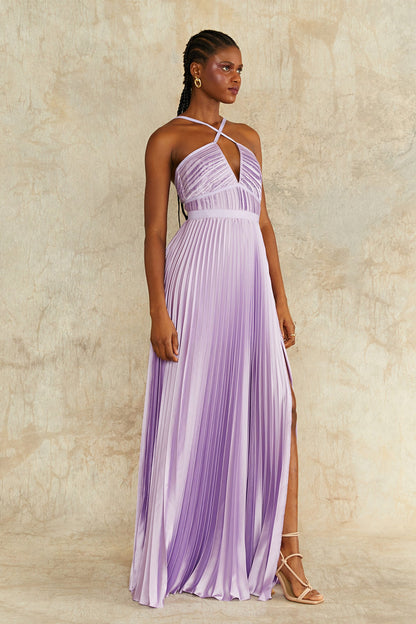 Nori Plunge Halter Gown