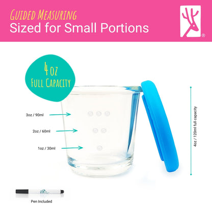 4oz Glass Baby Food Storage Jars | Food Grade Silicone Lids | Set of 12 | Bright Colors