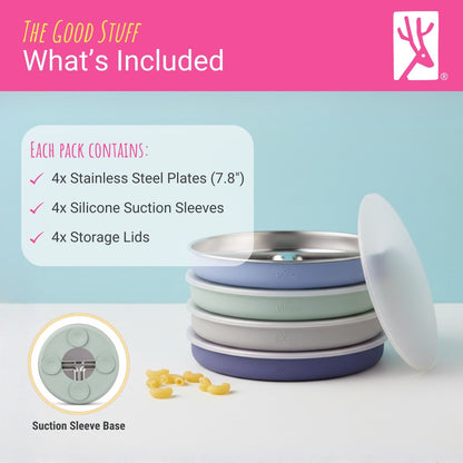 7.8" Stainless Steel Divided Plates with Suction Sleeve