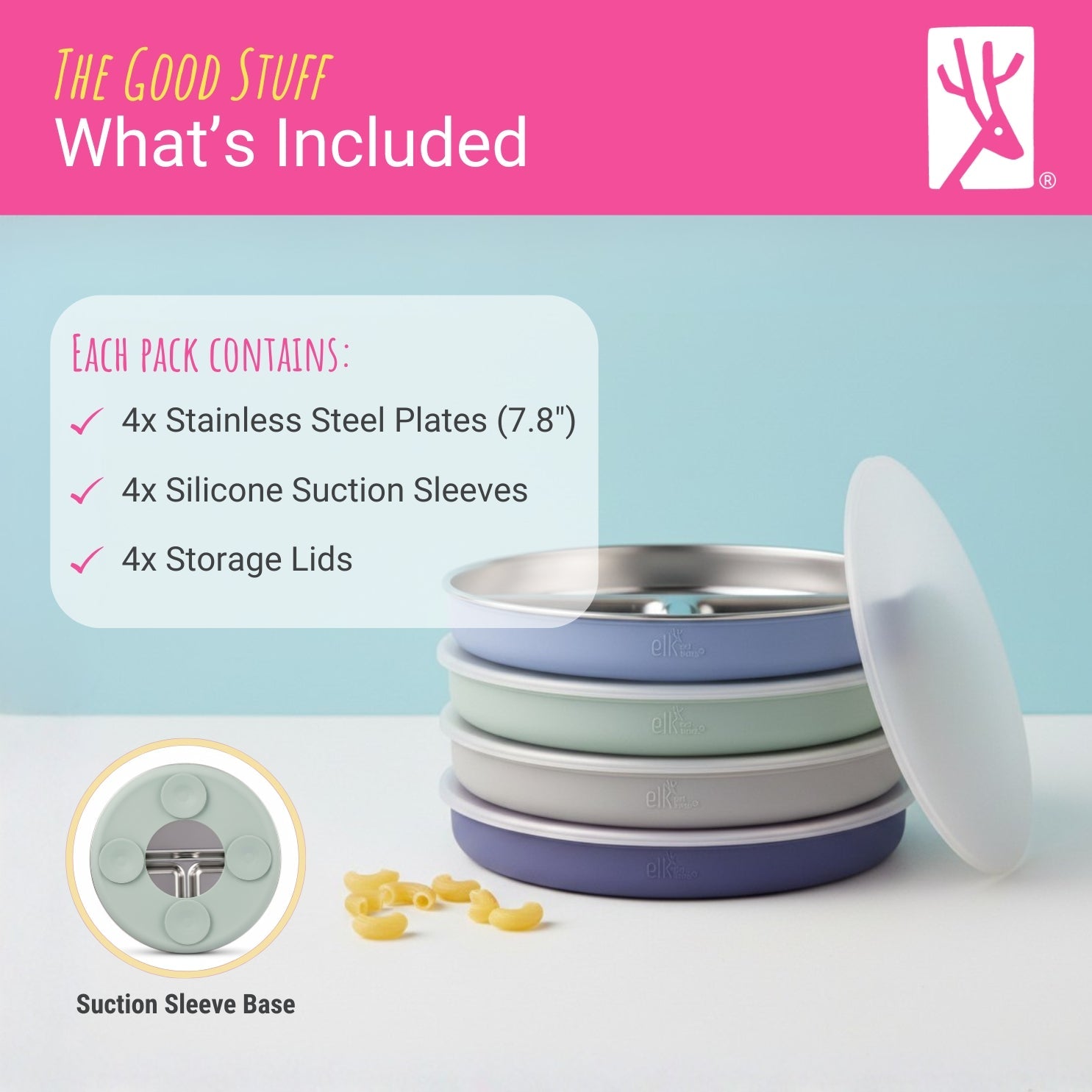 7.8" Stainless Steel Divided Plates with Suction Sleeve