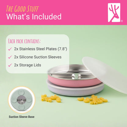 7.8" Stainless Steel Divided Plates with Suction Sleeve