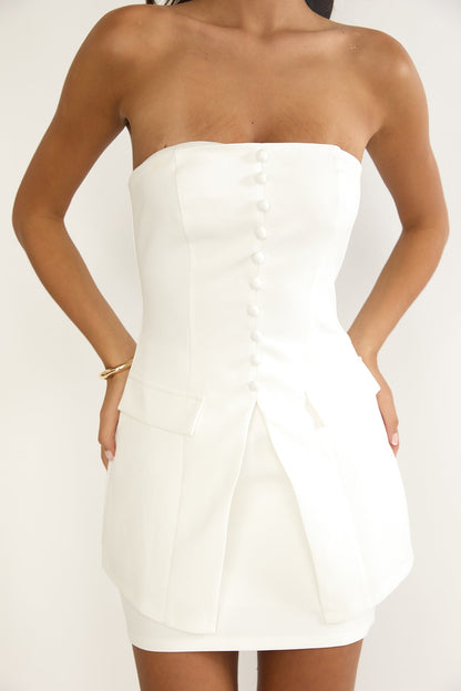 Ilara Strapless Longline Top White