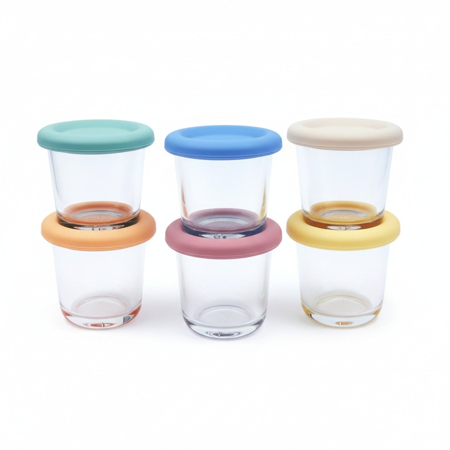 4oz Glass Baby Food Storage Jars | Food Grade Silicone Lids | Set of 6 | Neutral Colors