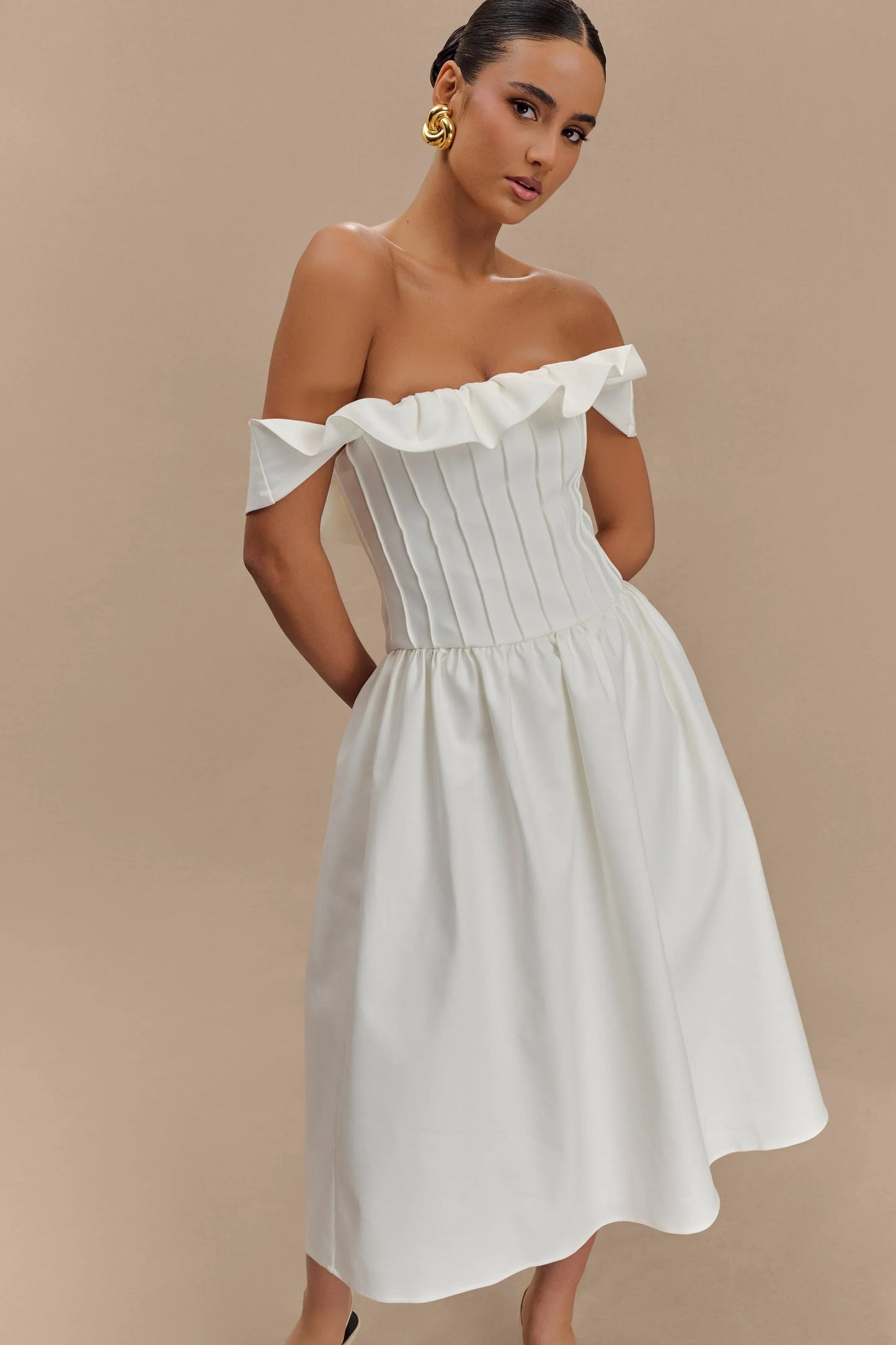 Orla Strapless Cotton Midi Dress - White