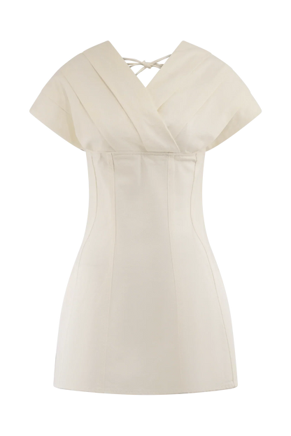 Pascale Off Shoulder Denim Mini Dress - White