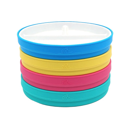 6.7"/16cm Porcelain White Divided Plates with Silicone Sleeves