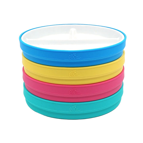 6.7"/16cm Porcelain White Divided Plates with Silicone Sleeves