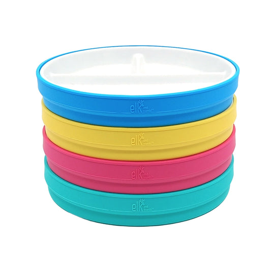 6.7"/16cm Porcelain White Divided Plates with Silicone Sleeves