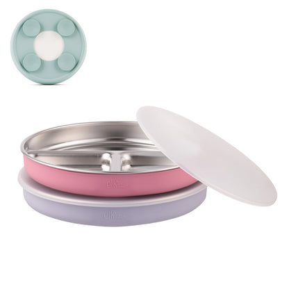 7.8" Stainless Steel Divided Plates with Suction Sleeve