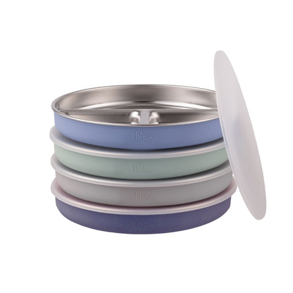 7.8" Stainless Steel Divided Plates with Silicone Sleeves