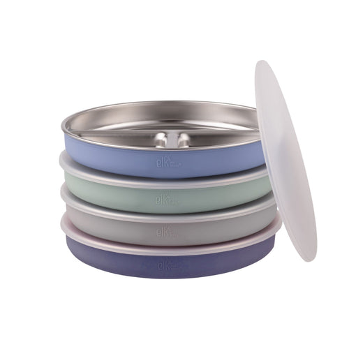 7.8" Stainless Steel Divided Plates with Silicone Sleeves