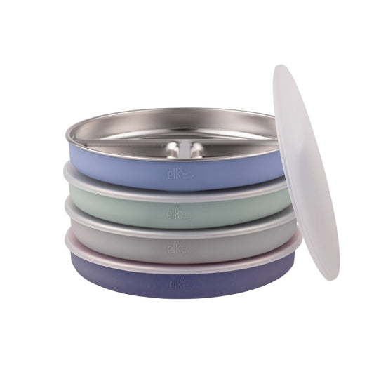 7.8" Stainless Steel Divided Plates with Silicone Sleeves