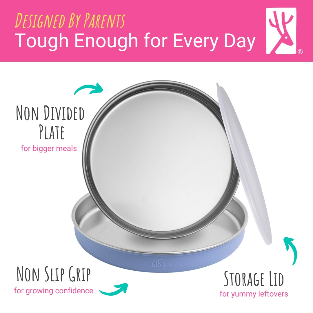 7.8" Stainless Steel Non-Divided Plates with Normal Sleeve (Blush/Lilac)
