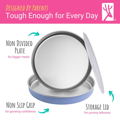 7.8" Stainless Steel Non-Divided Plates with Normal Sleeve (Blush/Lilac)