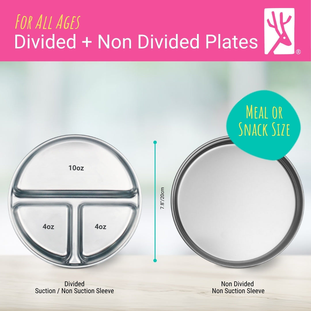 7.8" Stainless Steel Non-Divided Plates with Normal Sleeve (Blush/Lilac)
