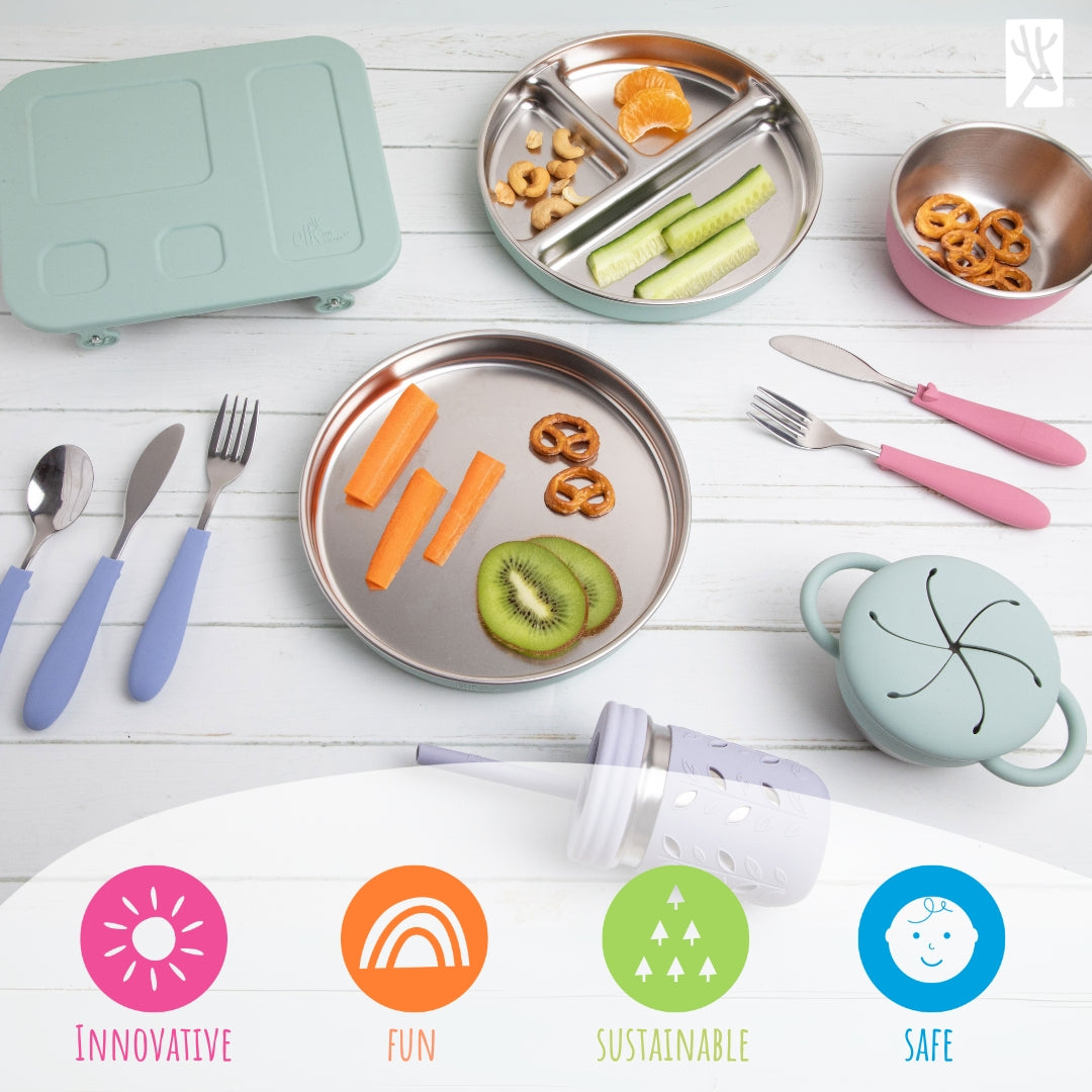 7.8" Stainless Steel Non-Divided Plates with Normal Sleeve (Blush/Lilac)