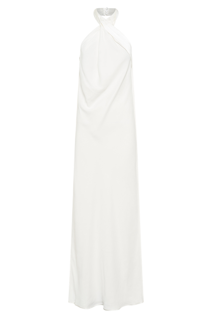 Laura Halter Satin Gown - White