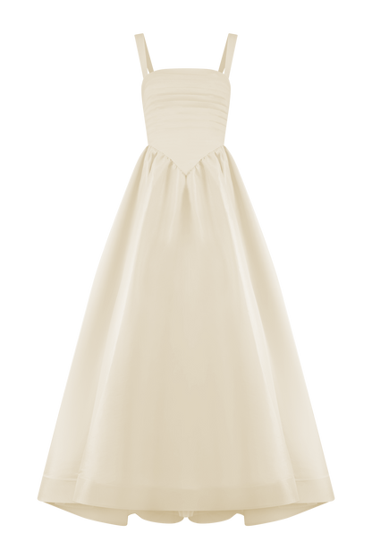 Carla Ruched Gown - Cream Ivory