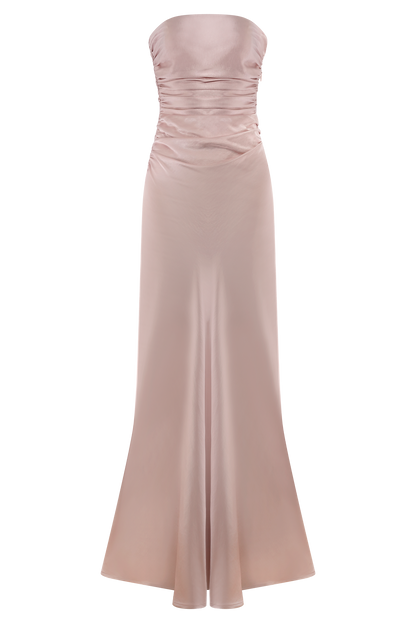 Cedar Strapless Satin Maxi Dress - Soft Pink