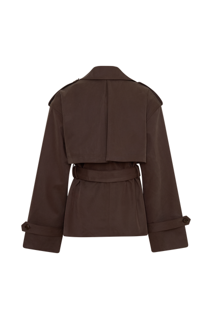 Alden Short Trench Jacket - Chocolate