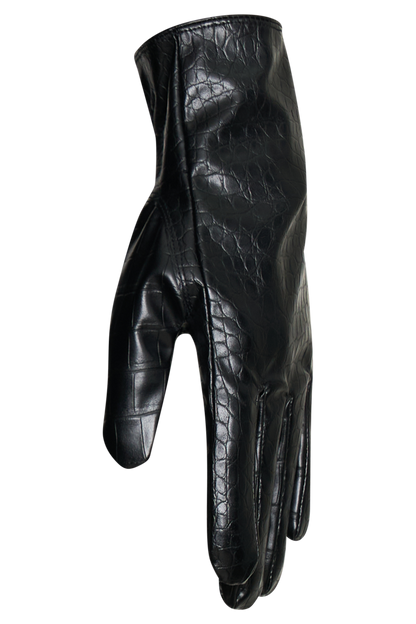 Atlas Faux Leather Crocodile Gloves - Black