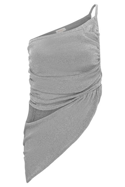 Corah Lurex Drape Knit Top - Silver